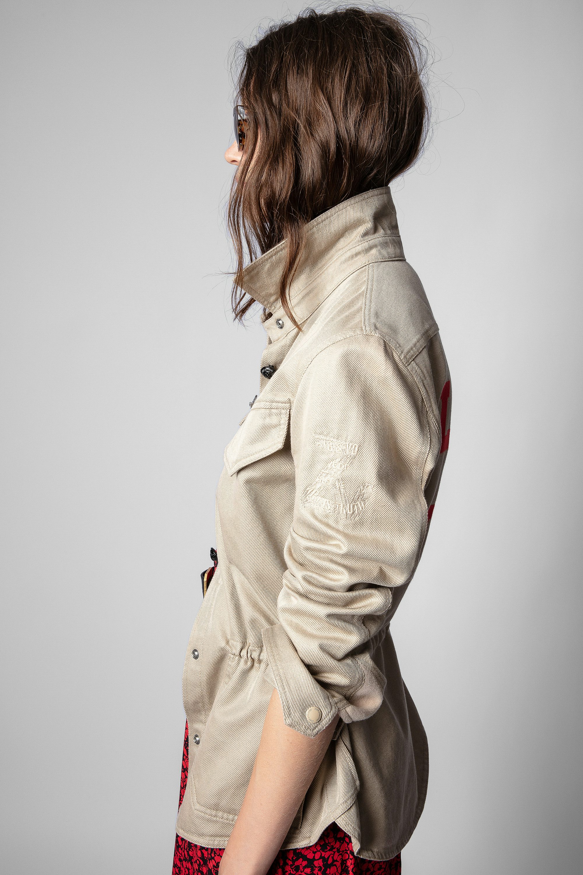 Camicia Tackl Mili - Camicia in cotone e lino beige LOVE NOW sul retro donna